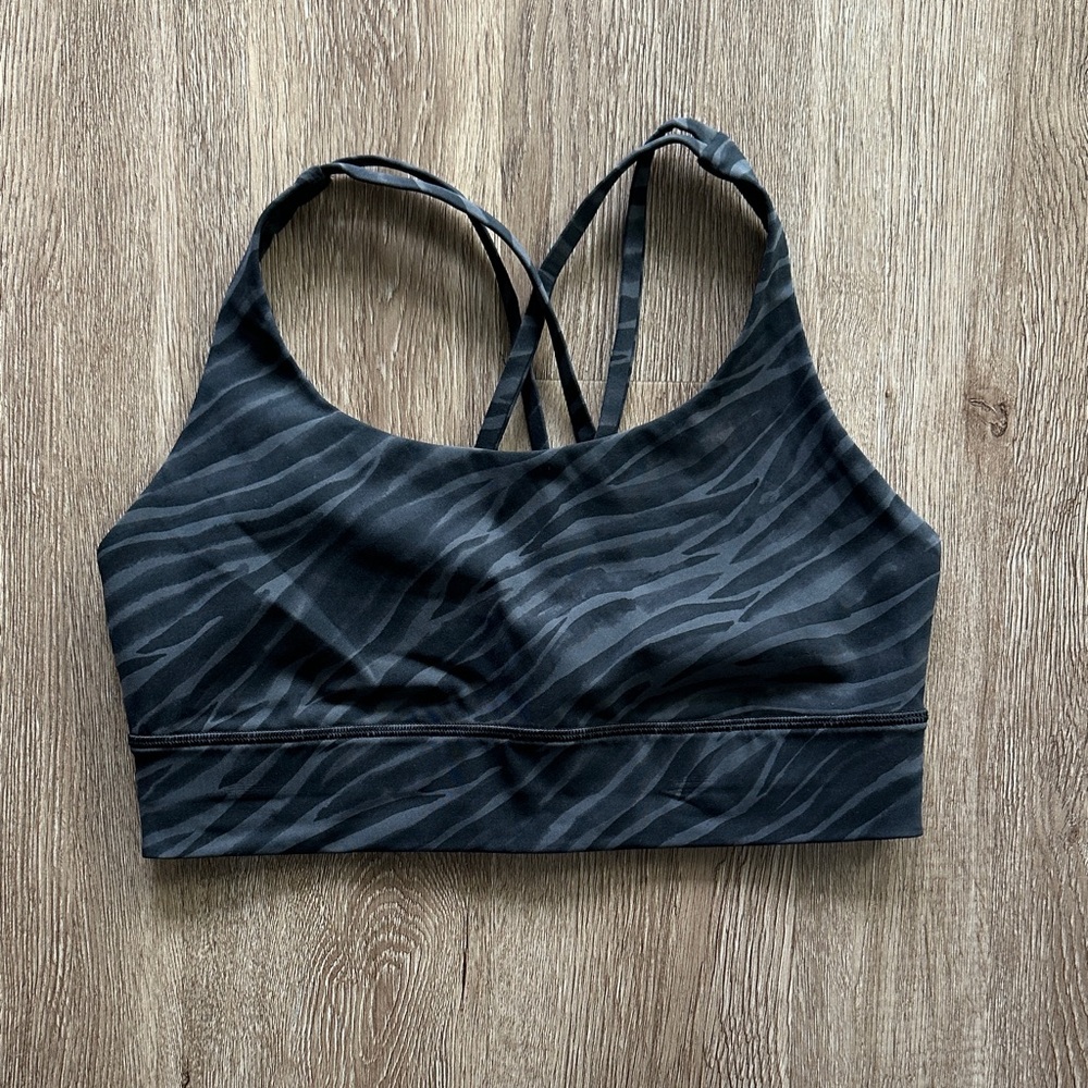 Lululemon Energy Long Line Sports Bra Le Tigre Camo Deep Coal Multi Size 10